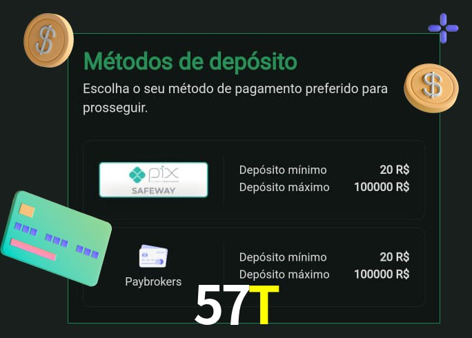 O cassino 57T oferece uma grande variedade de métodos de pagamento